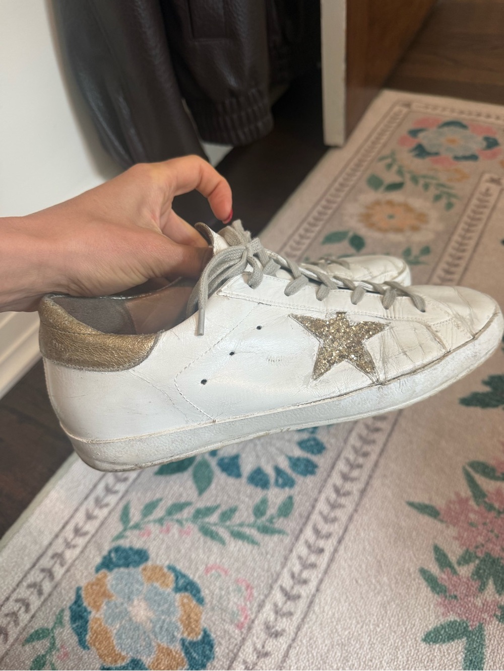 Golden Goose White Leather Sneakers with Gold Star - Size 41